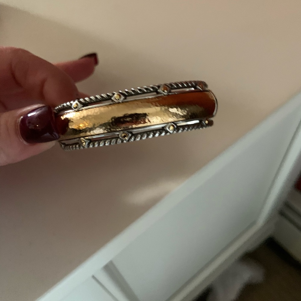 Beautiful yellow gold and silver bangle